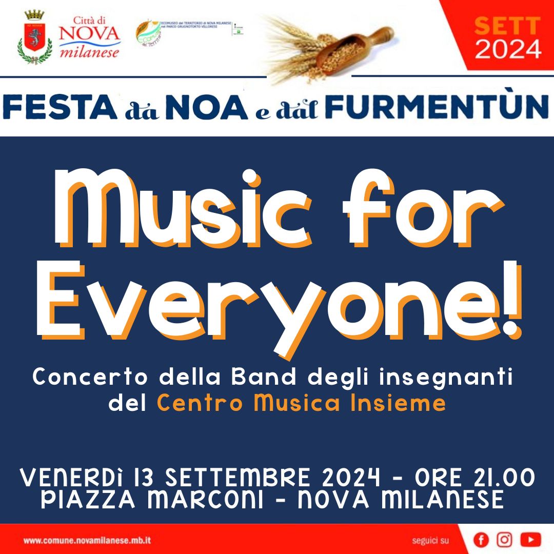 Concerto “Music for Everyone” – Venerdì 13 Settembre Piazza Marconi